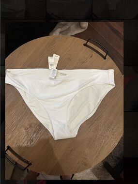 XXL aerie White Ribbed Shine Bikini Bottoms -discontinued